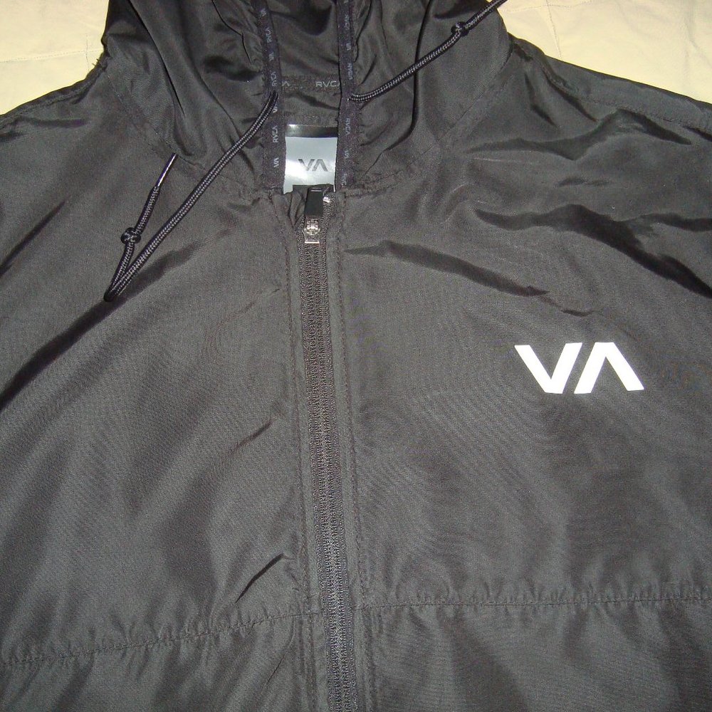 RVCA Hexstop IV Men's Jacket Windbreaker Sz. L Black Full-Zip Pre-Owned Light